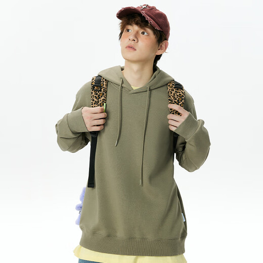 Miniso (MINISO) hooded sweatshirt men's heavy loose spring and autumn casual high-end youth trendy jacket Hemp gray XL