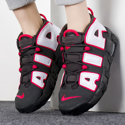 Nike (Nike) Zapatos para mujeres 2025 Summer NUEVO AIR MÁS UPTempo Pippen Shock-Showbing Basketball Zapatos deportivos para niños grandes y zapatos casuales DH9719-200 Negro, blanco y rojo 37.5