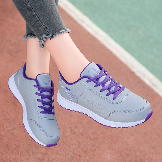 Changxiang Huili Jugendsportschuhe für Frauen in Joggingschuhen für Herbst und Winterleder atmungsaktives flacher Sohle ohne Rutsch-Gelegenheitsfahrer vielseitige Mutterschuhe 8188 Leder schwarz und rot 39
