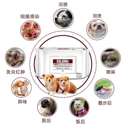 KOJIMA Pet Wipes Cats Deodorizing and Decontamination Cats, Dogs, Dogs, and Cats Universal Wet Wipes Cats and Dogs Wipes Tears Stains Full Body Cleansing [Exclusive for Events] Pet Wipes 80 Pieces * 4 Bags
