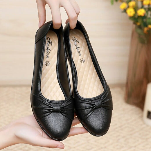 Yunyouli (yunyouli) women's soft-soled non-slip work shoes low-top wedge waterproof rain boots fashionable shallow single shoes mother's rubber shoes LH-983 black women's rubber shoes 38 (standard size)