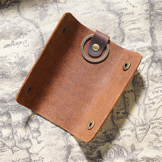 Patriot Cow (Aiguoniu) Herren verrückter Pferdeder Leder handgefertigt Frauen kleine einfache Retro Cowide Tür Koffer Beutel Lock Haushalt Key Bag Kaffee Kaffee