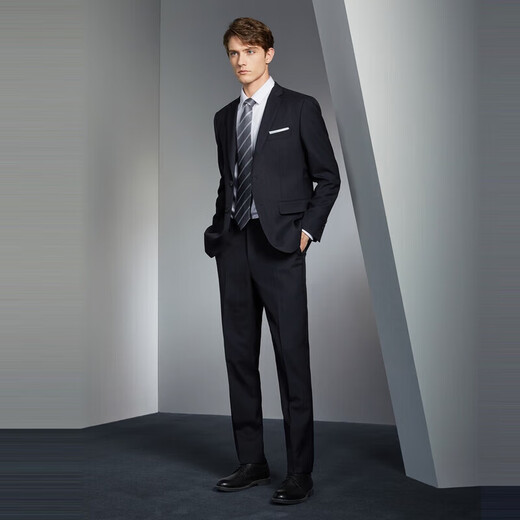 Qipai wool-containing men's suit spring and autumn fashion casual herringbone jacquard single suit jacket