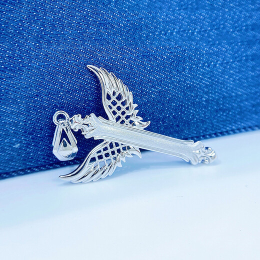 Heye Jewelry Bright Blind Angel Wings Wings Real Gold Brushed Polished PT950 Platinum Men's Pendant White Gold 18.60g Width 30mm Height 55mm Free Leather Cord