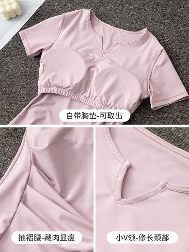 Love Dream Bird Running Sports Suit Women's Summer 2024 New Pilates Yoga Wear Gym Quick-Drying Clothes Fake Two-piece Skirt Suit/Blue + Blue M (Please refer to bust and waist for size selection)