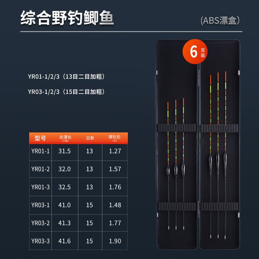 Folk artist bold and eye-catching fish float set crucian carp highly sensitive wild fishing float luminous float shallow water large objects fishing gear fishing supplies comprehensive wild fishing crucian carp 6-piece ABS float box set