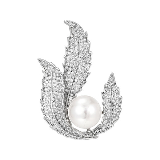 Marco Bizzarri brand light luxury pearl dancing leaf brooch women's luxury brooch high-end women's pearl corsage exquisite suit accessories anniversary gift to girlfriend and wife