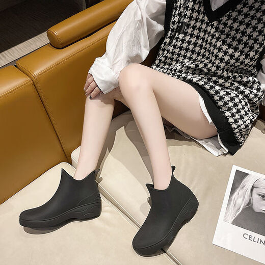 Sakura orange rain boots women's fashionable rain boots women's short tube warm rain boots water boots low top water boots non-slip car wash groceries thick sole 556 fruit green (single shoes standard) 41