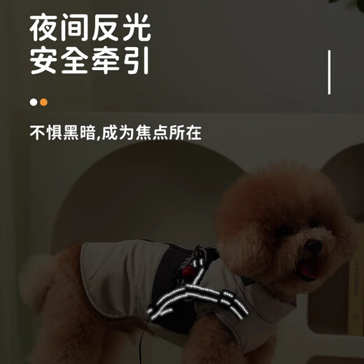 宠物狗狗衣服秋冬款羽绒服保暖小狗小型犬泰迪博美可牵引冬季马甲 桔红色1484送牵引绳保暖加 6XL L