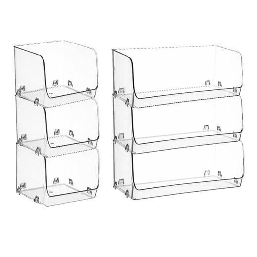 Mimu office desktop small stationery sundries cosmetics kitchen bathroom transparent storage box storage box storage box 4877. Side U transparent basket-medium length