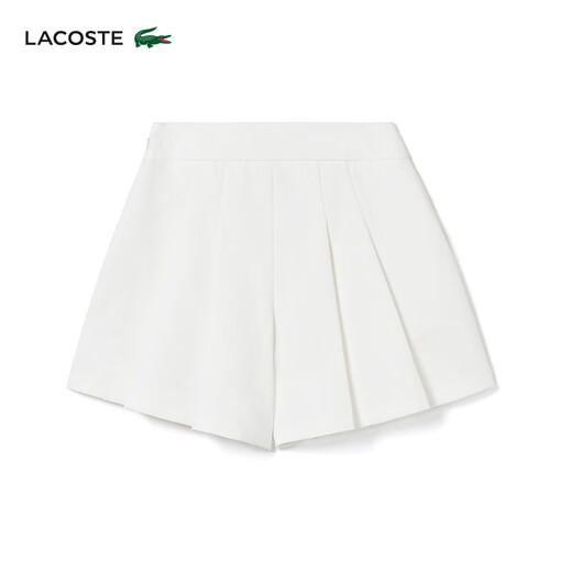 Lacoste Crocodile français Femme Side Zipper Design Simple Casual Casual Daily Commuting Polymed Pleed Shorts GF3879 70V / Beak White 3660