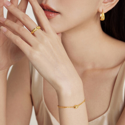 Chow Tai Fook Starry Snake Belly Pure Gold Ring (labor cost 120) EOF187 birthday gift pure gold about 3.10g