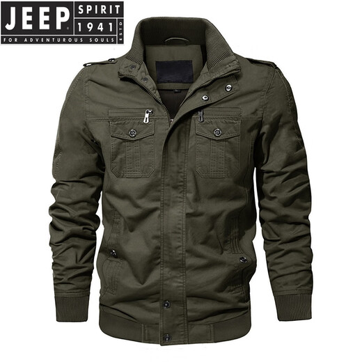 Jeep Spirit Chaqueta piloto alemana de los hombres Jaqueta para hombres de la Segunda Guerra Mundial de los Estados Unidos Jaqueta táctica táctica 9903 Ejército Verde delgado Modelo 3xl 165-180Jin [Jin equivale a 0.5 kg] sugerencias