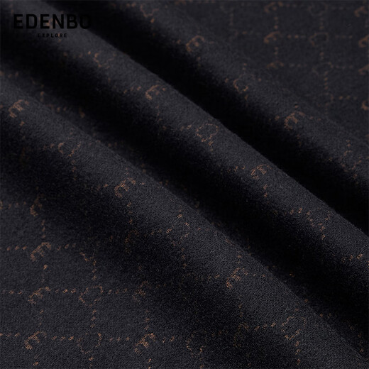 爱登堡Edenbo翻领夹克男秋冬针织羊毛领商务休闲外套黑色195/108A(5XL)