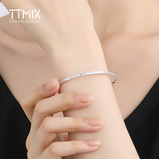 TTMIX platinum bracelet for women broken ice ice closed mouth perfect round pt950 platinum bracelet platinum bracelet gift for girlfriend 56mm weight 6.42g width 2.4mm