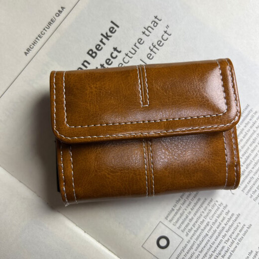 Laishuhui Card Bag Women's Small Retro Oil Wax Leather Multi-card Slot Exquisite High-end Organ Portable Driving Document Bag Retro Card Bag