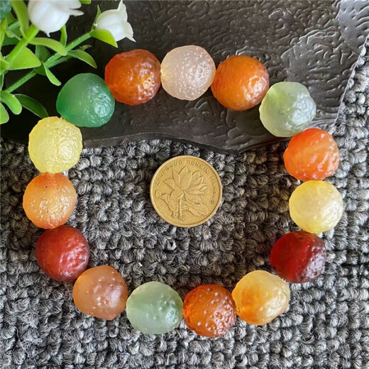 Pangdonglai Quality Alaxan Agate 29# Bracelet Gobi Raw Stone Hand-Splitting Colorful Beads Exquisite Stone Bracelet Hand 1105 16cm
