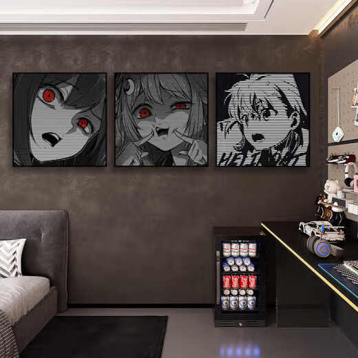 丞仔aokizy挂画潮流黑白客厅沙发背景墙装饰画电竞房间动漫卧室床头画 JD13962 60*60
