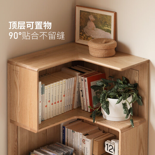 Genji Muyu solid wood bookshelf modern simple floor-to-ceiling locker corner locker living room corner bookcase solid wood color 0.45 meters