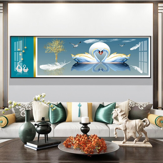 Mo pintura lulin moderna decoración de dormitorio simple pintura cálida y romántica pintura de noche hotel b & b sala colgante pintura de fondo pintura de pared 08 que se apoyan 12138 170*50 marco negro (pintura de porcelana de cristal) 1.8-2 metros pintura de cabecera