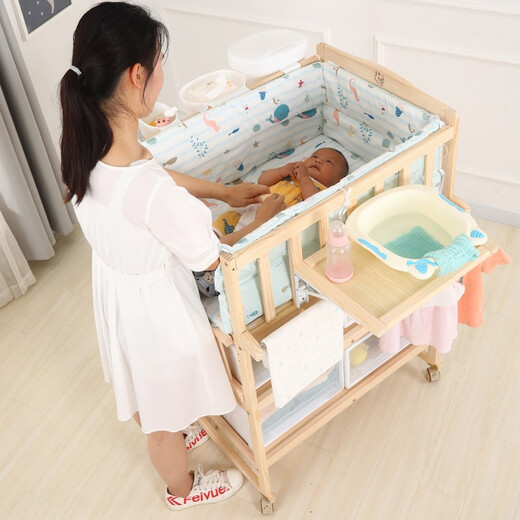 
Best Love Multifunctional Baby Diaper Table Baby BB Shaking Bed Solid Wood Newborn Clothes Fitting Touching Table Massage and Bath Care Table Can Shaking Diaper Table + Storage Box