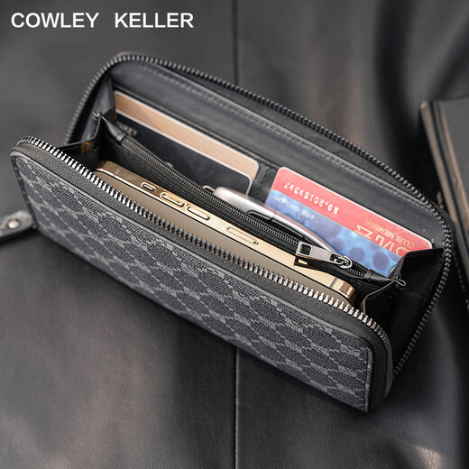 Cowley Keller Wallet Herren Langer Reißverschluss Brieftasche Münzbrieftasche große Kapazität Multi-Card-Kupplungsbeutel Mobiltelefonkartentasche CK Gray (verbesserte Version) 20*2*10 cm