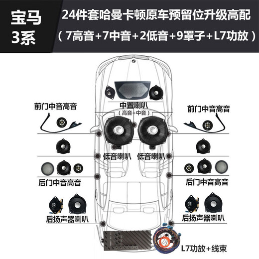 适用于宝马哈曼卡顿汽车音响改装1系2系i3系gt5系x1ix3高音喇叭 原厂哈曼单功放【id6专用】