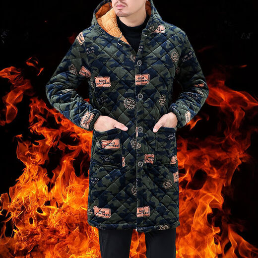 AJXOOR winter camouflage cotton coat plus velvet and thickened labor protection work site men's work clothes cotton coat jacket No. 1 color medium size recommended 135-170 Jin Jin equals 0.5 kg