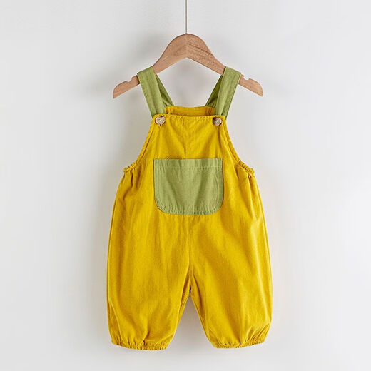 Baby overalls for summer, infants and young children's pants, boys and girls, cropped pants, fashionable new style, yellow breathable 80cm