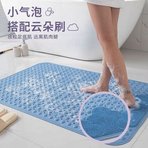 灌湘鸟浴室防滑垫老人洗澡防摔地垫按摩垫带吸盘卫浴脚垫淋浴房 嫩草绿【安全防滑/环保材质】 350*690mm-小号