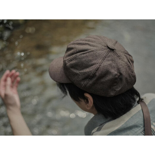 Orange tart Japanese retro literary versatile octagonal hat men's summer thin British newsboy hat beret painter hat trendy hat brown one size fits all including adjustment rope (56-58c)