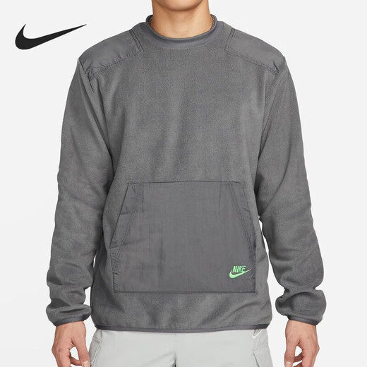耐克（NIKE）卫衣男装夏季新款外套摇粒绒防风保暖运动服时尚圆领休闲套头衫 DD4855-068灰色 XL