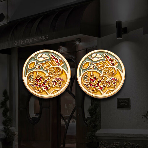 卡夫林克新品幸运叶子袖扣男士袖钉高档衬衫法式袖口扣金属 Cufflinks K124 银色袖扣-幸运叶子