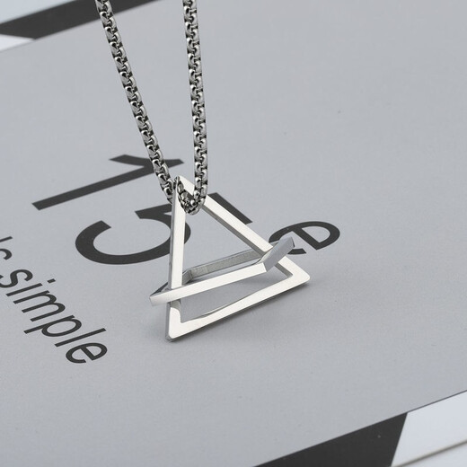 Yililuo geometric square triangle necklace men's trendy hip-hop couple titanium steel pendant simple versatile personalized sweater chain geometric necklace keel chain