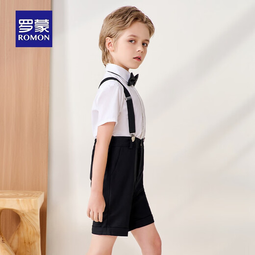 Romon boys dress summer children's graduation performance suit kindergarten overalls flower girl black suit 160