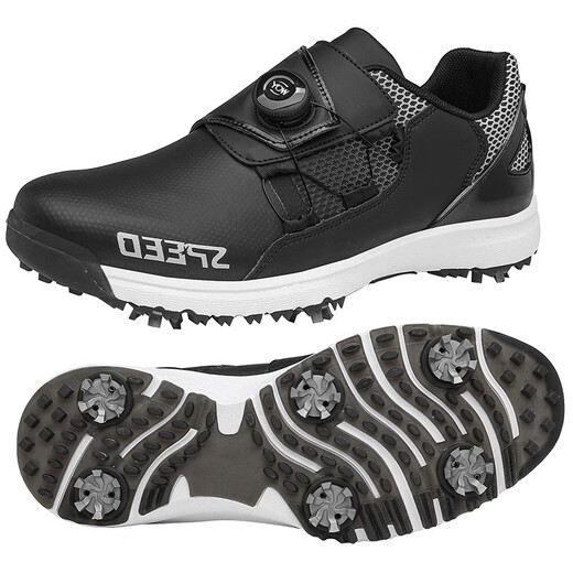 
Golf shoes with cabinet men and women same style shoes breathable automatic rotating lace-up casual shoes couples fixed 888A-white nailed 36