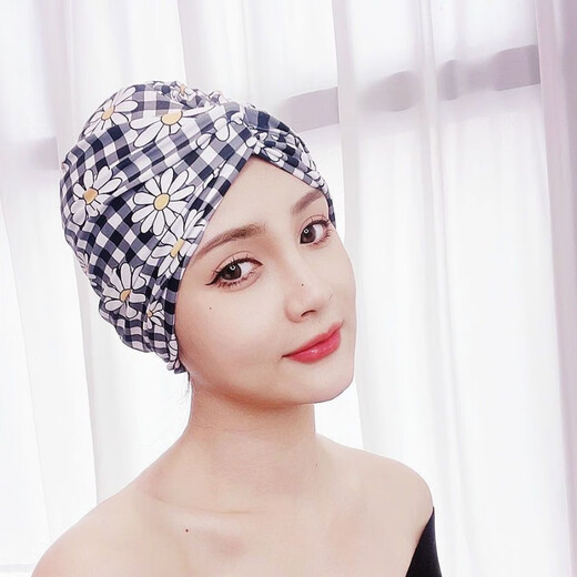 Chaosihui long and short hair, fashionable and cute ear-protecting fabric swimming cap, good-looking, hot spring swimming cap for women, showing small face, 2001 black Mickey hat + nose clip earplugs