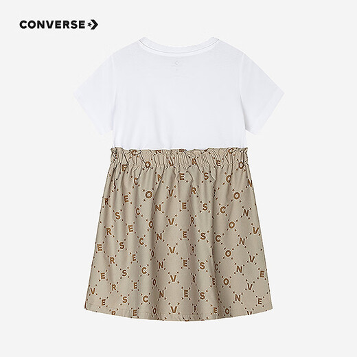 Converse children's clothing girls short-sleeved dress summer new children's patchwork children's skirt pure white 110/56 recommended height 104-110cm