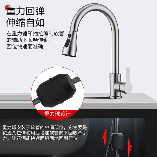 
Lyer Sitan vegetable basin faucet stainless steel pull three-function dish basin hot and cold sink kitchen faucet LD6175C