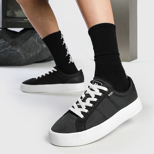 Kappa Herrenschuhe Leinwandschuhe Herren Sportbrettschuhe Herren Sommer Neuem Stil Atmungsaktives Soft Sohle lässige Schuhe Dicke einzige weiße Schuhe Schwarz 40