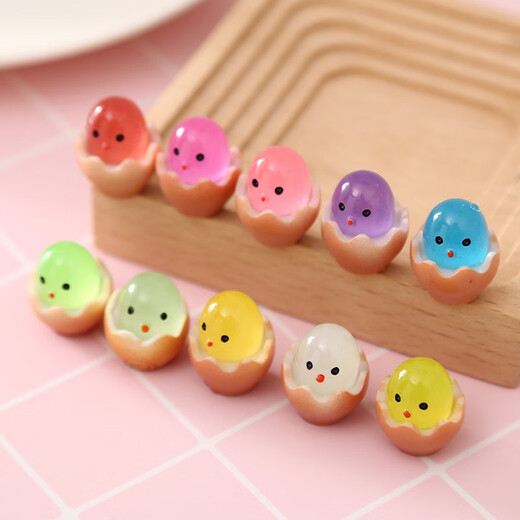 Cute broken-shell chick luminous small ornaments diy home ledger children's ornaments wholesale cartoon resin accessories luminous broken-shell chick mixed color (pack of 5)