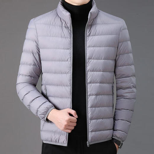 ACLOSMIL men's warm winter thin silk cotton jacket men's short casual stand-up collar top dad men's cotton coat black stand-up collar 2XL 125-140Jin [Jin equals 0.5 kg]
