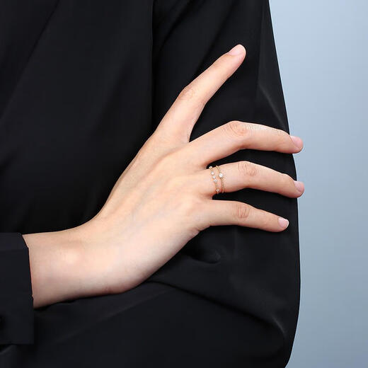 Medium leaning small square diamond 18K rose gold ring Au750 color gold inlaid with zircon stacked index finger tail ring solid 0.6g women's size 10