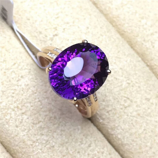 DR GRAFFCARNY 18K gold colored gemstone jewelry ring for women 5.9ct amethyst ring wedding engagement gift for wife Valentine's Day gift 18