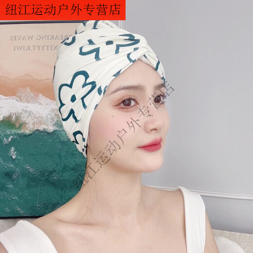 Zailu long and short hair, fashionable and cute ear-protecting fabric swimming cap, good-looking, hot spring swimming cap for women with small face, 2001 black Mickey hat + nose clip and earplugs