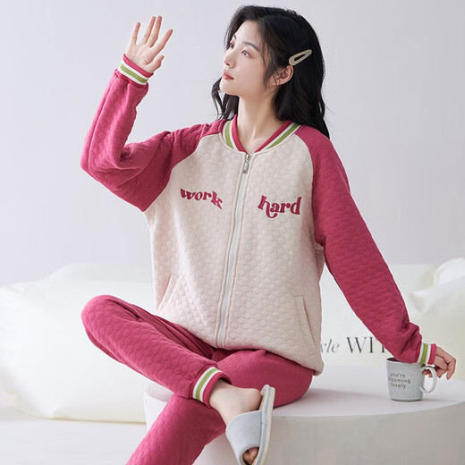
Comfortable shirt for women, winter pure cotton long sleeves, autumn and winter warmth thin cotton air cotton mezzanine, women's warm home clothing MC15272 M (recommended 80-100 Jin [Jin equals 0.5 kg])