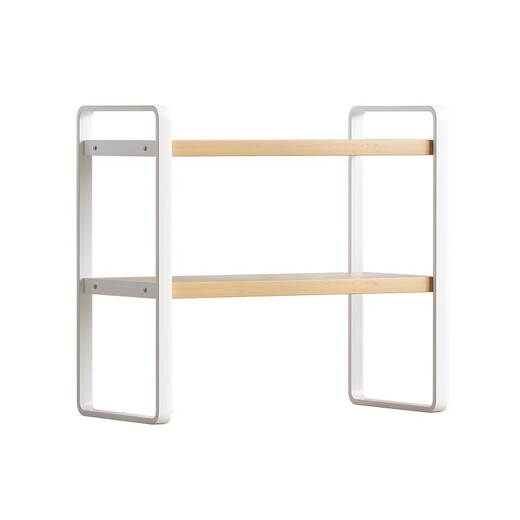 Yilande desktop simple small bookshelf wrought iron storage rack home bay window desk multi-layer computer desk shelf table storage rack three-layer Nordic maple color-white shelf