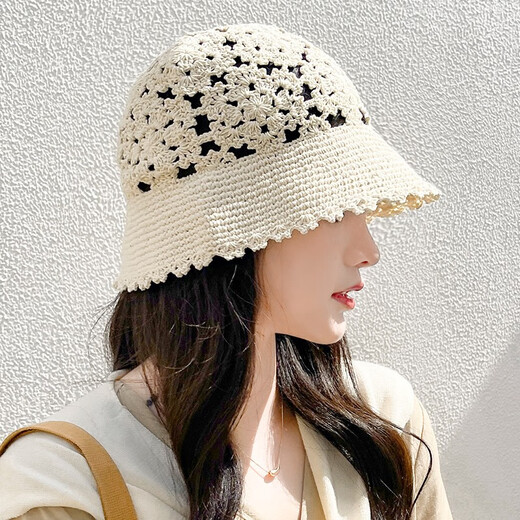 NZTK Fisherman Women's Hat Fin à la mode et à la mode Chatte de crochet creux de la femme Fleur en tricot en tricot en tout-coup montre le petit visage MT683 Bourgogne 55-60cm