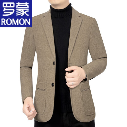ROMON woolen suit jacket for middle-aged men 2023 autumn and winter new men's formal fit casual suit black 170/M recommended 95-120Jin Jin equals 0.5 kg