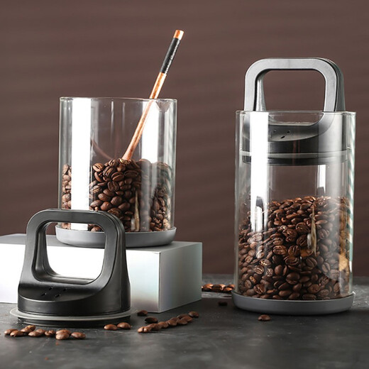
Meal General Coffee Can Exhaust Vacuum Sealing Can Round Glass Tea Can Coffee Beans Fresh Can Moisturizing Storage Can Vacuum Coffee Sealing Can 1050ml